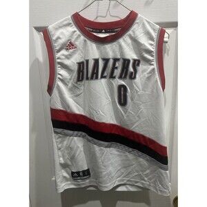 Adidas Damian Lillard Blazers Basketball Jersey White Size L Youth Authentic